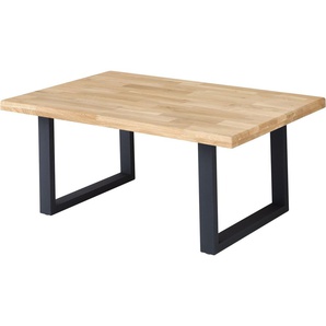 Stolkom Sp.z.o.o. Couchtisch Chris Wohnzimmertisch Eiche Massivholz, BxHxT 110x47x70 cm, Gerade Kante, Industrial Style Eiche Massivholz
