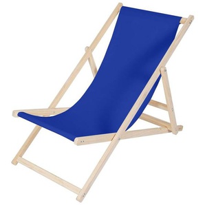 Strandliege Liegestuhl Gartenliege Klappbar Sonnenliege Holz Strandstuhl Faltbar - Dunkelblau - Melko