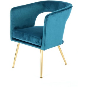 Strandly Dining Chair - Modern - Petrol - Polyester - 63cm x 60cm x 77cm