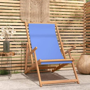 Strandstuhl Klappbar Massivholz Teak Blau 60x126x87.5 cm