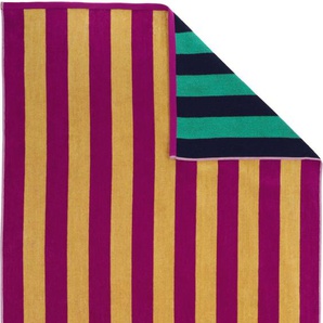 Strandtuch ESPRIT Marbella Beach Handtücher (Packung) Gr. B/L: 100 cm x 180 cm (1 St.), lila (cranberry) Strandtücher Doubleface Streifenoptik