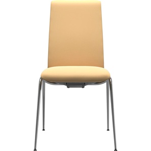 Polsterstuhl STRESSLESS Laurel Stühle Gr. B/H/T: 57 cm x 92 cm x 59 cm, Material, Stahl, gelb (yellow batick, chrom glänzend) 4-Fuß-Stuhl Esszimmerstuhl Polsterstuhl Küchenstühle Low Back, Größe M, mit Beinen aus Stahl in Chrom glänzend