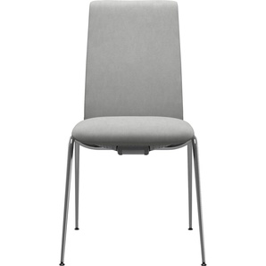 Polsterstuhl STRESSLESS Laurel Stühle Gr. B/H/T: 57 cm x 92 cm x 59 cm, Material, Stahl, grau (grey dinamica, chrom glänzend) 4-Fuß-Stuhl Esszimmerstuhl Polsterstuhl Küchenstühle Low Back, Größe M, mit Beinen aus Stahl in Chrom glänzend