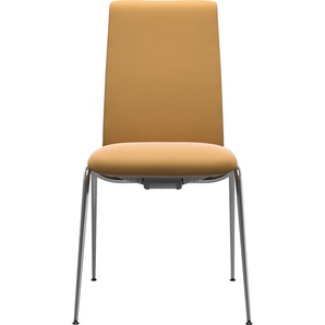 Polsterstuhl STRESSLESS Laurel Stühle Gr. B/H/T: 57 cm x 92 cm x 59 cm, Material, Stahl, rot (honey paloma, chrom glänzend) 4-Fuß-Stuhl Esszimmerstuhl Polsterstuhl Küchenstühle Low Back, Größe M, mit Beinen aus Stahl in Chrom glänzend