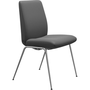 Polsterstuhl STRESSLESS Laurel Stühle Gr. B/H/T: 57 cm x 92 cm x 59 cm, Leder BATICK, Stahl, grau (grey batick, chrom glänzend) Polsterstühle Low Back, Größe L, mit Beinen aus Stahl in Chrom glänzend