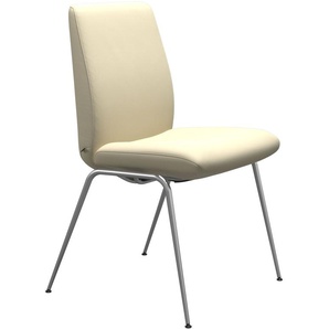 Polsterstuhl STRESSLESS Laurel Stühle Gr. B/H/T: 57 cm x 92 cm x 59 cm, Leder PALOMA, Stahl, beige (vanilla paloma, chrom glänzend) Polsterstühle Low Back, Größe L, mit Beinen aus Stahl in Chrom glänzend