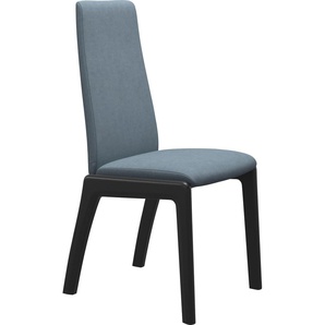 Polsterstuhl STRESSLESS Laurel Stühle Gr. B/H/T: 57 cm x 92 cm x 59 cm, Microfaser DINAMICA, Massivholz, blau (light blue dinamica, schwarz) Polsterstühle Low Back, Größe L, mit abgerundeten Beinen in Schwarz