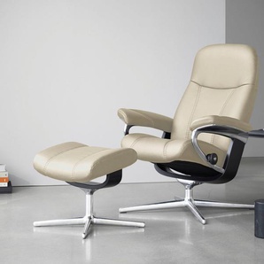 Stressless® Relaxsessel Consul (Set, Relaxsessel mit Hocker), mit Hocker, mit Cross Base, Größe S, M & L, Holzakzent Schwarz
