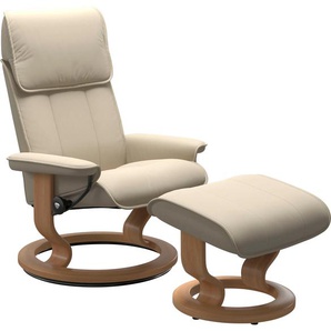 Relaxsessel STRESSLESS Admiral Sessel Gr. Leder BATICK, Classic Base Eiche, Relaxfunktion-Drehfunktion-Plus™System-Gleitsystem, B/H/T: 87 cm x 101 cm x 78 cm, beige (cream batick) Lesesessel und Relaxsessel mit Classic Base, Größe M & L, Gestell Eiche