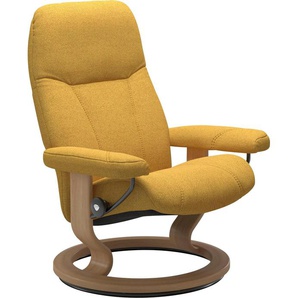 Relaxsessel STRESSLESS Consul Sessel Gr. ROHLEDER Stoff Q2 FARON, Classic Base Eiche, Plus™System-Gleitsystem-Relaxfunktion-Drehfunktion-Kopfstützenverstellung-Rückteilverstellung, B/H/T: 72 cm x 94 cm x 70 cm, gelb (yellow q2 faron) Lesesessel und