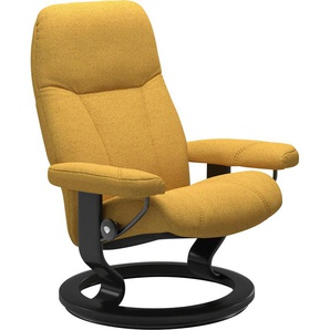 Relaxsessel STRESSLESS Consul Sessel Gr. ROHLEDER Stoff Q2 FARON, Classic Base Schwarz, Plus™System-Gleitsystem-Relaxfunktion-Drehfunktion-Kopfstützenverstellung-Rückteilverstellung, B/H/T: 72 cm x 94 cm x 70 cm, gelb (yellow q2 faron) Lesesessel und