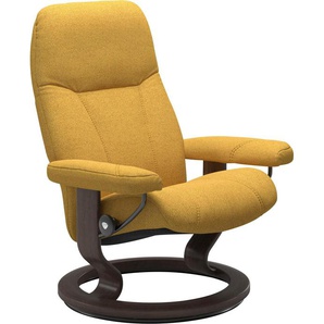 Relaxsessel STRESSLESS Consul Sessel Gr. ROHLEDER Stoff Q2 FARON, Classic Base Wenge, Plus™System-Gleitsystem-Relaxfunktion-Drehfunktion-Kopfstützenverstellung-Rückteilverstellung, B/H/T: 72 cm x 94 cm x 70 cm, gelb (yellow q2 faron) Lesesessel und