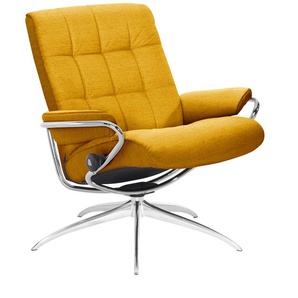 Relaxsessel STRESSLESS London Sessel Gr. ROHLEDER Stoff Q2 FARON, Star Base-High Base, Relaxfunktion-Rückteilverstellung, B/H/T: 80 cm x 91 cm x 70 cm, gelb (yellow q2 faron) Lesesessel und Relaxsessel Low Back, mit Star Base, Gestell Chrom