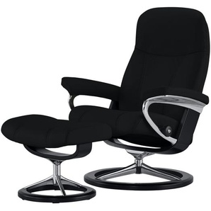 Stressless Relaxsessel mit Hocker Leder Consul L ¦ schwarz ¦ Maße (cm): B: 91 H: 102 T: 79