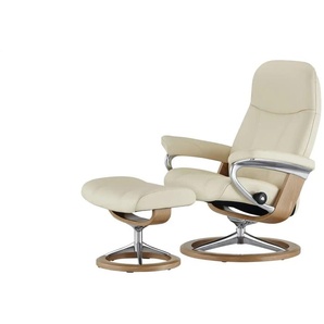 Stressless Relaxsessel mit Hocker creme - Leder Consul M ¦ creme ¦ Maße (cm): B: 76 H: 100 T: 71.0