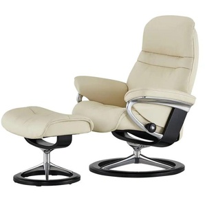 Stressless Relaxsessel mit Hocker creme - Leder Sunrise L ¦ creme ¦ Maße (cm): B: 92 H: 105 T: 80.0
