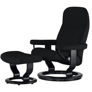 Stressless Relaxsessel mit Hocker Leder Consul M ¦ schwarz ¦ Maße (cm): B: 76 H: 100 T: 71.0