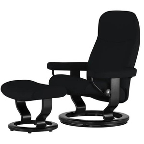 Stressless Relaxsessel mit Hocker Leder Consul - schwarz - Materialmix | Möbel Kraft