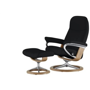 Stressless Relaxsessel mit Hocker schwarz - Leder Consul M ¦ schwarz ¦ Maße (cm): B: 76 H: 100 T: 71.0