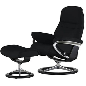 Stressless Relaxsessel mit Hocker schwarz - Leder Sunrise L ¦ schwarz ¦ Maße (cm): B: 92 H: 105 T: 80.0