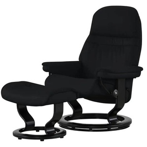 Stressless Relaxsessel mit Hocker schwarz - Leder Sunrise S ¦ schwarz ¦ Maße (cm): B: 75 H: 100 T: 73.0