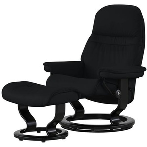 Stressless Relaxsessel mit Hocker Leder Sunrise M ¦ schwarz ¦ Maße (cm): B: 79 H: 103 T: 73