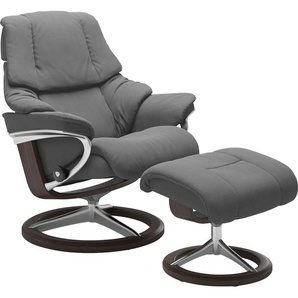Relaxsessel STRESSLESS Reno Sessel Gr. Microfaser DINAMICA, Signature Base Wenge, Relaxfunktion-Drehfunktion-Plus™System-Gleitsystem-BalanceAdapt™, B/H/T: 79 cm x 99 cm x 75 cm, grau (dark grey dinamica) Lesesessel und Relaxsessel