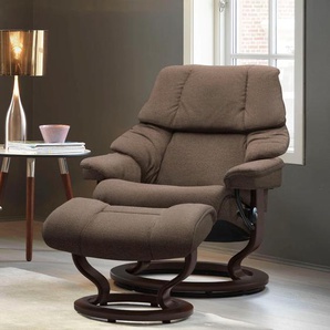 Relaxsessel STRESSLESS Reno Sessel Gr. ROHLEDER Stoff Q2 FARON, Classic Base Braun, Relaxfunktion-Drehfunktion-Plus™System-Gleitsystem, B/H/T: 75 cm x 96 cm x 75 cm, braun (dark beige q2 faron) Lesesessel und Relaxsessel mit Classic Base, Größe S, M & L,