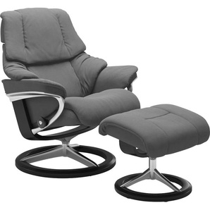 Relaxsessel STRESSLESS Reno Sessel Gr. Microfaser DINAMICA, Signature Base Schwarz-S, Relaxfunktion-Drehfunktion-Plus™System-Gleitsystem-BalanceAdapt™, B/H/T: 79 cm x 99 cm x 75 cm, grau (dark grey dinamica) Lesesessel und Relaxsessel