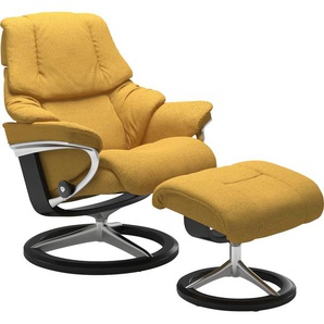 Relaxsessel STRESSLESS Reno Sessel Gr. ROHLEDER Stoff Q2 FARON, Signature Base Schwarz, Relaxfunktion-Drehfunktion-Plus™System-Gleitsystem-BalanceAdapt™, B/H/T: 79 cm x 99 cm x 75 cm, gelb (yellow q2 faron) Lesesessel und Relaxsessel