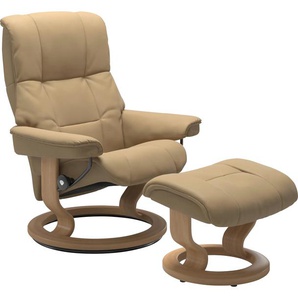 Relaxsessel STRESSLESS Mayfair Sessel Gr. Leder PALOMA, Classic Base Eiche, Relaxfunktion-Drehfunktion-Plus™System-Gleitsystem, B/H/T: 75 cm x 99 cm x 73 cm, beige (sand paloma) Lesesessel und Relaxsessel mit Hocker, Classic Base, Größe S, M & L, Gestell
