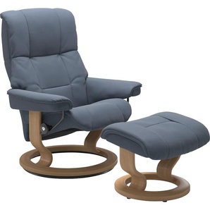 Relaxsessel STRESSLESS Mayfair Sessel Gr. Leder PALOMA, Classic Base Eiche, Relaxfunktion-Drehfunktion-Plus™System-Gleitsystem, B/H/T: 88 cm x 102 cm x 77 cm, blau (sparrow blue paloma) Lesesessel und Relaxsessel
