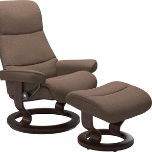 Relaxsessel STRESSLESS View Sessel Gr. ROHLEDER Stoff Q2 FARON, Cross Base Braun, Relaxfunktion-Drehfunktion-Plus™System-Gleitsystem, B/H/T: 82 cm x 108 cm x 81 cm, braun (dark beige q2 faron) Lesesessel und Relaxsessel mit Classic Base, Größe M,Gestell