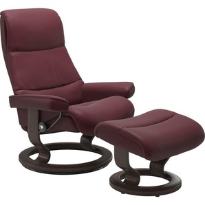 Relaxsessel STRESSLESS View Sessel Gr. Leder BATICK, Cross Base Wenge, Relaxfunktion-Drehfunktion-Plus™System-Gleitsystem, B/H/T: 82 cm x 108 cm x 81 cm, rot (bordeaux batick) Lesesessel und Relaxsessel mit Classic Base, Größe M,Gestell Wenge