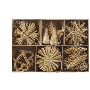 Strohanhänger 24er Set | braun | Naturfaser | 6.0 |