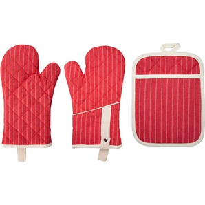 Topfhandschuhe STUCO gestreift Topflappen rot (rot, natur) Topflappen Topfhandschuh