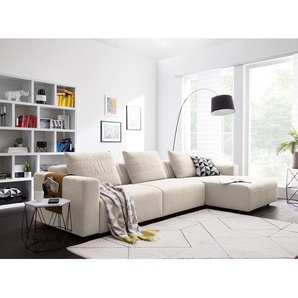 Ecksofa 2,5-Sitzer mit Longchair Beige Webstoff Saia 286 x 83 x 170cm Longchair davorstehend rechts Keine Funktion Modern