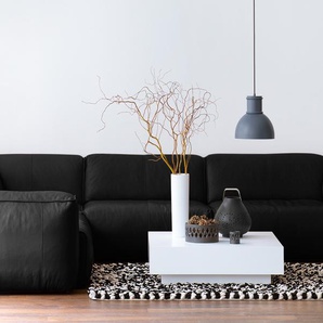 Ecksofa mit Rundecke Schwarz/Schwarz Echtleder Neka 325 x 71 x 260cm Ecke davorstehend links Modern