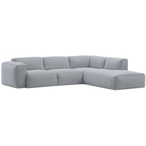 Ecksofa 3-Sitzer mit Recamiere Grau Webstoff Saia 295 x 71 x 231cm Ottomane davorstehend rechts Modern