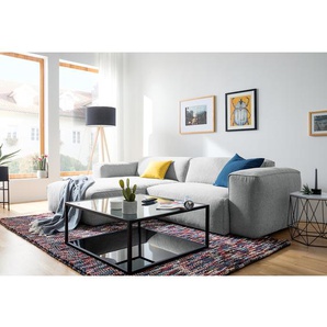 Ecksofa 1,5-Sitzer mit Longchair Grau/Hellgrau Webstoff Saia 260 x 71 x 173cm Longchair davorstehend links Modern