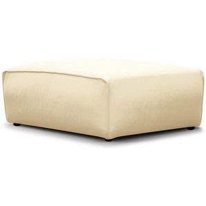 Polsterhocker 81 x 38 x 102cm Weiß/Creme Echtleder Neka: Creme