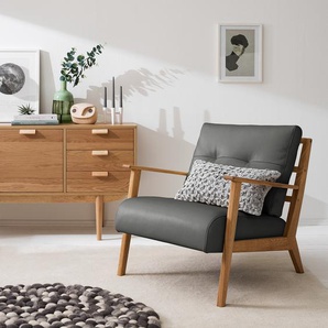 Sessel Grau/Grau Echtleder Neka 83 x 80 x 75cm