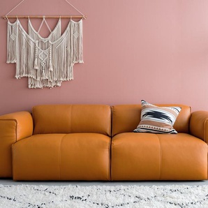 3-Sitzer Sofa Braun/Cognac Echtleder Neka 251 x 71 x 102cm Modern
