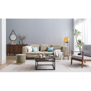 3-Sitzer Sofa Beige/Beige Samt Shyla 238 x 81 x 105cm Modern