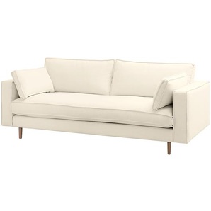 Sofa Momi 3-Sitzer Webstoff Beige/Cremeweiß Stoff Moretey 217 x 80 x 95cm Skandi