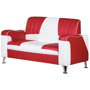 Studio Monroe Sofa Nixa 2-Sitzer Rot/Weiß Kunstleder 161x93x76 cm (BxHxT) Modern
