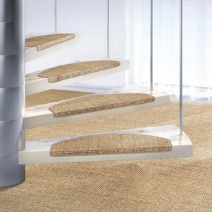 Stufenmatte DEKOWE Mara S2 Teppiche Gr. B/L: 25 cm x 65 cm, 5 mm, 15 St., beige (champagner, meliert) Stufenmatten 100% Sisal, große Farbauswahl, selbstklebend, auch als Set 15 Stück