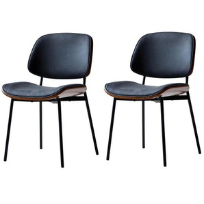 Stuhl 2er-Set - schwarz - Materialmix - 48 cm - 83 cm | Möbel Kraft