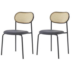 Stuhl 2er-Set - schwarz - Materialmix - 49 cm - 81 cm | Möbel Kraft