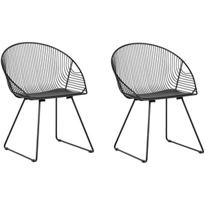 Stuhl 2er Set Schwarz Metall/Kunstleder 2 x Sitzkissen Modern